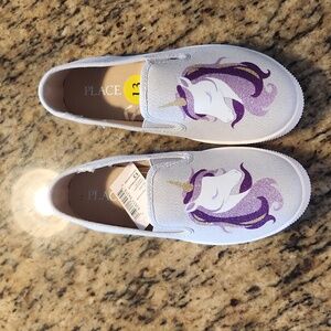 Girls toddler sz 13 Unicorn slip on canvas shoes by Children's Place
